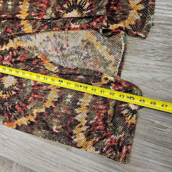 Vtg Shelor Mesh Duster Cardigan Womens L Brown Earthy Boho Cottagecore - Picture 9 of 10